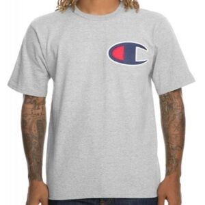 Champion Vintage Large Logo Gray Tee Size Medium